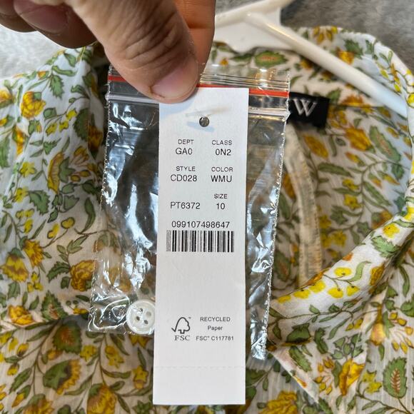 J. Crew Crinkle‎ chiffon button-up shirt in floral vines Size 10 New - Picture 6 of 8